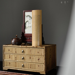 Bamboo Fan Cabinet Drawer Type <b>Tea</b> Storage <b>Box</b> With Lid For Pu'er <b>Tea</b> Cake <b>Tea</b> Ceremony Accessories - Product Image 3