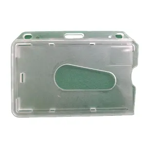 Polycarbonate Card Guard ID Badge Name Card Holder Rigid Plastic Case Fits Neck Strap or Belt