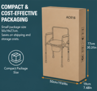 AndCare Commode de chevet en acier, capacité 100 kg, pour personnes âgées et handicapées - Fournitures de thérapie de réadaptation