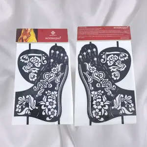 Estêncil de plástico para tatuagem de pés, estêncil de henna com logotipo privado natural reutilizável, adesivo para arte corporal