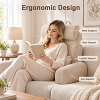 Coussin de soutien dorsal pour lit, coussin de lecture avec accoudoirs, poches latérales et rembourrage doux, vente en gros, fabrication sur mesure OEM ODM