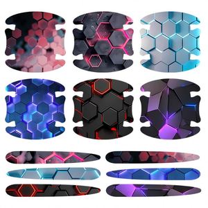 8PCS Adhesivos de Protección para Manijas de Puerta de Coche con Diseño de Panal de Abeja, Películas Protectoras de Pintura para Manijas de Puerta de Coche - Product Image 3