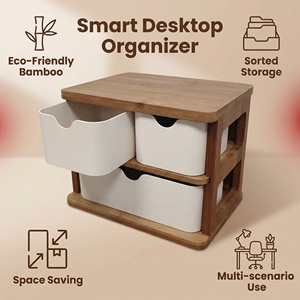 Boîte de rangement de bureau durable et biodégradable en <span class=keywords><strong>fibre</strong></span> de bambou et amidon de maïs sans plastique avec tiroir intégré - Product Image 3