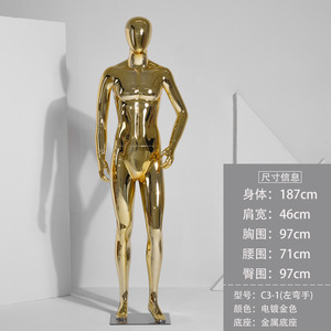 Manichino Maschile in Plastica Dorata <span class=keywords><strong>a</strong></span> Corpo Intero con Testa - Product Image 1