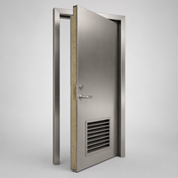 Porte coupe-feu en acier avec grille de ventilation à persiennes et fonction de fermeture automatique pour hôpitaux, écoles, supermarchés, ateliers
