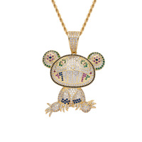 Collier avec pendentif grenouille personnalisé, micro-pavé CZ, bijoux hip-hop pour hommes