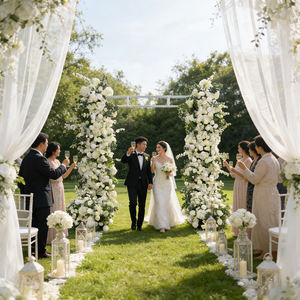 Fondo de Flores Artificiales de Seda de Lujo Personalizado con Diseño Realista para Decoración de Escenas de Boda - Product Image 3