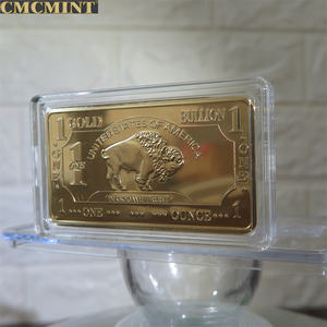 Изготовленная на заказ металлическая монета 1 унция 100 мельницы позолоченный латунный брусок для буйвола с пластиковой упаковкой - Product Image 2