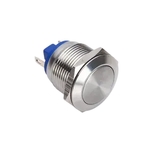 ONPOW 19mm Flat head Anti-vandal stainless steel momentary Metal pushbutton switch with 1NO contact ( GQ19F-10/J/S) CE, RoHS