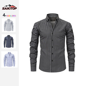 Chemise à manches longues à carreaux imprimée sur <span class=keywords><strong>quatre</strong></span> côtés, chemise décontractée pour homme, chemise à manches longues à boutons, chemise habillée - Product Image 1