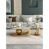 Italienischer Steinplatten-Couchtisch im Luxus-Stil, Oval-Form, Modernes Schlichtes Design, Neuer Stil Wohnzimmermöbel