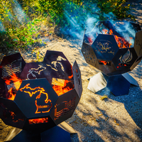 Sphère extérieure en métal rouillé, boule de feu en acier Corten pour fête ou camping