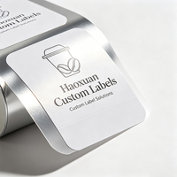 Étiquettes d'emballage pour capsules de café Haoxuan OEM, autocollants adhésifs en PET métallisé avec impression UV sélective pour café en portions individuelles