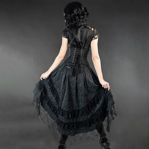 New Retro Rock Y2K Irregular Trailing Dress Falda de encaje de estilo gótico oscuro para mujer - Product Image 5