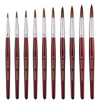 Professionnel 1 pièce Kolinsky mixte vison sculpté manche en bois d'acajou tête en cristal fin sertie pour une utilisation de beauté stylo à ongles pour cheveux