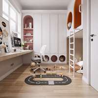 Ensemble de meubles multifonctionnels modernes pour chambre d'enfant d'hôtel : lit superposé surélevé personnalisé, armoire, bureau d'étude, rangement, espace de jeu intérieur sécurisé