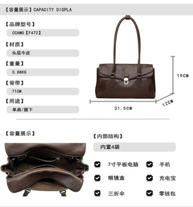 Nuevas Bolsas de Mensajero de Alta Calidad para Mujer, Bolsos de Mano de Cuero Genuino, Bolsos Cruzados, Bolsos de Hombro para Mujer, Bolsos Tote con Asa Superior - Product Image 2