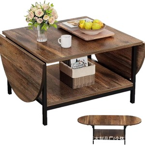 Wooden simple <b>folding</b> coffee <b>table</b>, foldable coffee <b>table</b> on both sides of the living room, suitable for <b>small</b> apartments, - Product Image 2