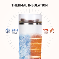Mug isotherme à double paroi en acier inoxydable de 520 ml/17 oz avec couvercle rotatif à 360°, anti-fuite, isolation thermique de 12 à 24 heures