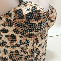 Haut court bustier imprimé léopard en tissu polyester extensible, taille et couleur personnalisables, pour fêtes et usage quotidien