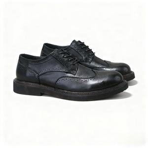 Chaussures en cuir habillées décontractées pour hommes haut de gamme, brogues à lacets sculptés, chaussures de marche imperméables en cuir de vache augmentant la taille - Product Image 5