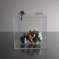 Boîte à dons en acrylique avec serrure et fente, boîte à suggestions transparente en acrylique, boîte de collecte d'argent sécurisée en acrylique pour événements de collectes de fonds