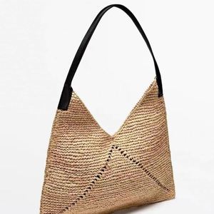 High Quality Women Raffia Straw <b>Bag</b> Large Capacity Single Shoulder Woven Holiday Beach <b>Bag</b> - Product Image 5