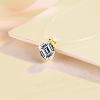 Collier en argent sterling S925 avec pendentif Asscher 1 carat en moissanite, design ligne de pêche, bijoux fins