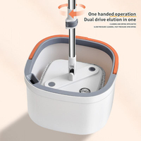 Ensemble de serpillière rotative à 360 degrés avec manche en acier, tampon en microfibre et seau à eau propre/sale séparé pour le nettoyage domestique