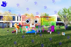 Estructura de Juego de Red de Cuerda de Plástico con Forma de Oso de Dibujos Animados, Equipo de Juego Infantil para Exteriores Ecológico y Seguro, Tobogán, Columpio, Red de Escalada para Parque - Product Image 3