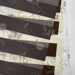 Silver embroidery art roller blinds fabric 100%polyester zebra blinds