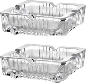 Posacenere in Vetro Trasparente Premium, Resistente al Calore, con Supporto per Sigarette, per <span class=keywords><strong>Casa</strong></span> e Bar - Product Image 1