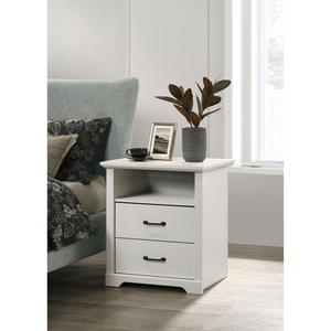 Elettra 22 In <b>White</b> 2 Drawer Nightstand <b>Bedside</b> Table With Usb Ports - Product Image 1
