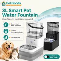 Fontaine à eau moderne pour animaux de compagnie avec détection radar sans fil, semi-automatique, rechargeable, batterie 4000 mAh, distributeur portable 3L pour chats et chiens, sans cordon