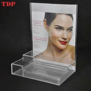Прозрачная Акриловая косметическая витрина TDP для макияжа, органайзер для макияжа с рекламным плакатом, оптом