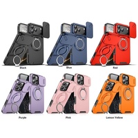 Coque de téléphone 17ProMax 16promax avec motif animalier transfrontalier mat, fenêtre coulissante et support magnétique à 360 degrés pour fixation automobile