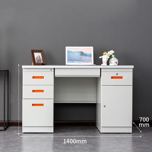 Factory Direct School Hospital <span class=keywords><strong>4</strong></span> cajones Mango rojo Engrosado Mesa de trabajo simple Escritorio de computadora de oficina de acero - Product Image 3