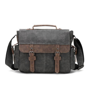 European American Retro Trendy Men's Cross-Border <b>Briefcases</b> Casual PU Leather Crossbody Shoulder Bags Simple Men's <b>Briefcases</b> - Product Image 1