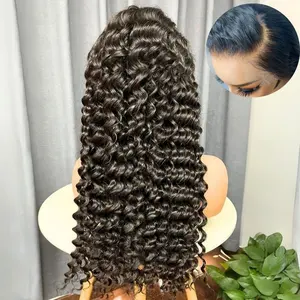 2024 produk kecantikan untuk wanita rambut kasar tenun dan Wig, ditarik ganda 13x4 renda depan Wig, gelombang dalam HD renda Wig rambut manusia