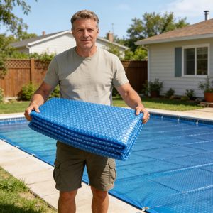 Cubierta para Piscina de Plástico de Burbujas PE |   Aislamiento Térmico Antipolvo, Cortable, con Protección UV para Piscinas Exteriores |   Uso en Verano - Product Image 2