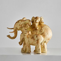 Décoration créative en résine en forme de trois éléphants pour le bureau, le salon ou le meuble TV, style luxe léger, durable