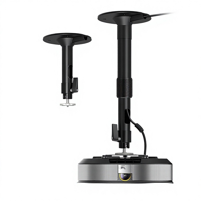 HEYU Universal 1/4 Thread Projector Ceiling Mount Adjustable Tilt Angle Heavy Duty Black/Silver 5kg Load Capacity