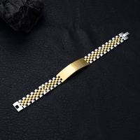 Pulsera de Acero Inoxidable Curvada de 15 mm de Ancho, de Alta Calidad y a la Moda, Chapada en Oro de 18K para Hombre