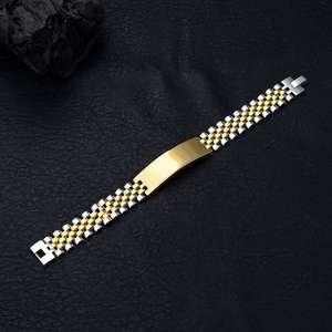 Trendy High Quality 15mm Wide Curved Stainless Steel Strap Bracelet 18K Gold-plated Bracelet <b>for</b> <b>Men</b> - Product Image 3