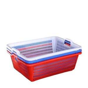 Panier de rangement et de lavage en plastique coloré pour légumes, design moderne, empilable, forme rectangulaire, grandes et petites tailles, épaissi, pour cuisine - Product Image 6