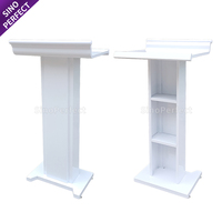 Podio de Lujo para Conferencias, Atril para Discursos en Hoteles y Banquetes, Púlpito de Acero Inoxidable Blanco y Dorado para Eventos y Bodas