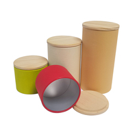 Tube Cylindrique en Carton Recyclé pour Boissons et Café, Impression Personnalisée, Couvercle en Bois, Thé, Flocons d'Avoine, Noix, Croustilles, 100% Recyclable