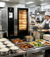 Four combiné électrique commercial multifonctionnel à vapeur et convection avec écran tactile pour boulangerie (soja/noix/maïs)