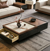 Table basse rectangulaire avec rangement, style vintage haut de gamme, table basse en bois pour la maison, table de salon luxueuse