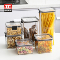 Conteneur de rangement de cuisine empilable hermétique Haixin, organisateur pour nouilles, épices, bonbons, biscuits, boîtes en plastique avec couvercle